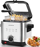 Aigostar Fritteuse, Mini Fritteuse, Temperaturkontrolle und Sichtfenster,Easy Clean, Edelstahl-Korb, 1,5 Liter groß,1000W