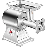 VEVOR Elektrischer Fleischwolf 1100 W, Hackfleisch Maschine 250 kg pro Stunde, Elektrische 448 x 210 x 387 mm, Edelstahl Wurstmaschine 193 U/min, für Restaurant, Supermarkt, Metzgerei