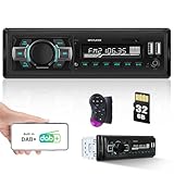 DAB/DAB+ Plus Autoradio Bluetooth 5.0 FM 7 Farbenmit 1 Din mit Bluetooth Freisprecheinrichtung, Single DIN Radio Stereo mit USB/32G SD Karte/MP3-Player, Unterstützung Audio Recording Digital Radio
