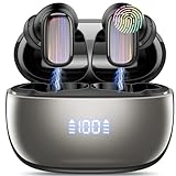 Conyat Bluetooth Kopfhörer, Kopfhörer Kabellos Bluetooth 5.4 In Ear Kopfhörer mit 4 ENC Lärmreduzierung Mic, 40H Kabellose Kopfhörer Tiefer Bass, LED Anzeige, IP7 Wasserdicht Ohrhörer, Schwarz