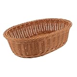 Cabilock Oval Gewebter Obstkorb aus Vielseitiger Brotkorb und Snackkorb für Obst Gemüse und Snacks Stabiles Leicht zu Reinigendes Rattan Tablett für Tisch und