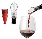 TenTen Labs WeinBelüfter und Weinverschluss (2er-Pack) – Premium Belüfter und Flaschenverschluss – Rotwein Aerator Set – Geschenkebox inkludiert (Rot)