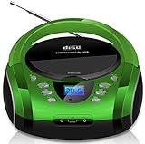 Tragbare Boombox | CD/CD-R | USB | FM Radio Player | AUX-Eingang | Kopfhöreranschluss | Kinderradio | Stereoanlage | Kompaktanlage (Golo Green)