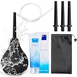 Analdusche für Frau und Mann,Darmreinigung Analspülung Set mit 29cm Silikonkatheter, 3 Spülaufsätze, 1 Aufbewahrungsbeutel,25g Wasserlösliches Gleitgel (224ML) Chinesisch auf der Verpackung