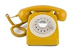 GPO 746ROTARYMUS Retro Telefon mit Wählscheibe im 70er Jahre Design Gelb- Senf Farbe