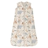 Unnivoll Baby Schlafsack Sommer 0.5 Tog 100% Baumwolle Sommerschlafsack Babyschlafsack 6-12 Monate 78 cm für Jungen Mädchen Neugeborene Aprikose Elefant
