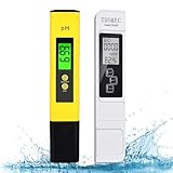 PH Messgerät + TDS Messgerät Set,Digitales TDS/EC-Temperaturmessgerät PH-Tester 4-in-1-Set,Wasserqualitätstest TDS-Messgerät PH Meter, für Trinkwasser, Schwimmbad, Aquarium,Labor