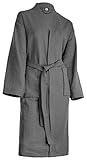 Brandsseller Unisex Bademantel aus Baumwolle XL – Leichter Morgenmantel aus Waffel-Piqué für Damen & Herren – Saunamantel/Hausmantel für Wellness & Zuhause - Anthrazit