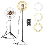 AIXPI 10 Ringlicht mit hohem Stativständer und Telefonhalter für YouTube-Videos, dimmbares LED-Ringlicht mit Fernbedienung für Kamera, Video, Make-up, Selfie-Fotografie, kompatibel mit Smartphone