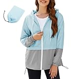 PONCEAU Damen Wasserdicht Regenjacke Windbreaker Leichte Outdoorjacke Zweifarbig Atmungsaktiv Softshelljacke Regenjacken