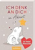 Ich denk an dich im Advent: 24 liebe Wünsche | Adventskalender-Box in niedlichem Design (Eisbär), für Erwachsene