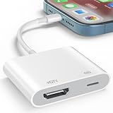 Denlane HDMI Adapter für iPhone iPad 1080P, Lightning auf HDMI Digital AV Adapter für iPhone, Video Audio Sync Bildschirm Konverter, HDMI Kabel Verbinder Kompatibel mit TV/HDTV/Monitor/Projector