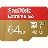 SanDisk 64GB Extreme Go Micro SDXC Karte (Für Android Smartphones und Tablets, Action Cams, Drones, UHS-I, bis zu 200 MB/s 5K, 4K UHD, Rescue Pro Deluxe, V30, Class 10, U3) Für Amazon