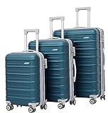 OUYUE Koffer 3-teiliges Gepäck mit großem Fassungsvermögen, 20/24/28 Zoll, verstellbare Trolley-Koffer mit Rollen Reisekoffer (Color : Grün, Size : 20+24+28 in)