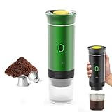 JOPWUE Tragbare Kaffeemaschine, schnelles Aufheizen, 12 V, 3-in-1-Kapsel-Espressomaschine, Auto-Kaffeemaschine, selbstheizend mit USB, Mahlen von Kaffee, verwendet für Camping, Büro, Zuhause, Auto,