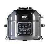 Ninja Foodi Multikocher, 6L, 9-in-1 Multicooker, Pressure Cooker Schnellkochtopf, Airfryer Heißluftfrittieren, Slow Langsamkochen, Grillen und mehr, gebürsteter Stahl & Schwarz, OP300EU