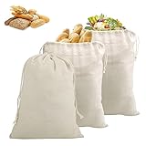 3 Pcs Leinen Brotbeutel Brot Aufbewahrungstasche Leinentasche Bio Brotbeutel Umweltfreundlich Brotbeutel Aufbewahrungstasche für Brot Obst Gemüse Wiederverwendbare Brotbeutel mit Kordelzug