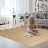 DE-COmmerce Bambusteppich Massive Nature, 140x200 cm, 17mm gehärtete Stege, massiver Teppich ohne Bordüre, Bambusmatte