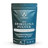 Aligma Spirulina-Pulver zur Stärkung des Immunsystems Super Greens-Pulver voller Nährstoffe und Vitamine, Kalzium, glutenfreies und veganes Proteinpulver | Wiederverschließbare Verpackung | 500Gramm
