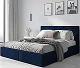 Interbeds Polsterbett Bett Doppelbett mit Stauraum mit Lattenrost Bettkasten Boxspringbett hydrophob gepolsterter Bettrahmen (dunkelblau, 140x200)