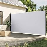 Keyroto Seitenmarkise, einziehbar, weiß, 200 x 500 cm, Seitenmarkise, Sichtschutz für den Außenbereich, Balkon, Seitenmarkise für den Außenbereich