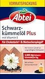 Abtei Schwarzkümmelöl Plus – Mit Vitamin E – Unterstützung für Cholesterin- und Blutzuckerspiegel – Glutenfrei und Laktosefrei – Vorratspackung mit 144 Kapseln