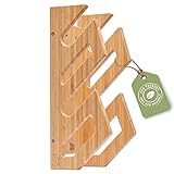 CRID® Doppel Wandhalterung für die Wand aus nachhaltigem Bambus, mit Gratis Montage-Kit zum Aufhängen von Boards wie Skateboards, Longboards, Snowboards, Wakeboards und Kiteboards, Holz Wandhalterung