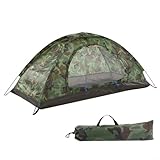 Zoegneer Ultraleichtes Schutzzelt, stabile Fiberglas-Stangen, Camouflage-Zelt mit Zwei-Wege-Reißverschlüssen, leicht zugängliche Zelttasche (1 Person)