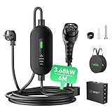 EVJUICION Ladekabel Elektroauto Typ 2 Schuko 16A, Typ 2 Ladekabel Schuko 3.68kw, Ladekabel E Auto, Ladekabel typ 2 Schuko, 1-phasig EV Charger (Schwarz, 6M)