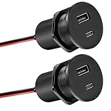 Obeaming USB-Buchse, 12 V, Aluminium, Wohnmobil, Boot, 48 W, Dual-Port, 18 W, QC3.0, USB-A, 30 W, PD3.0, USB-C für Wohnmobil, Wohnwagen, Anhänger, LKW, Auto, Yacht (48 W x 2)