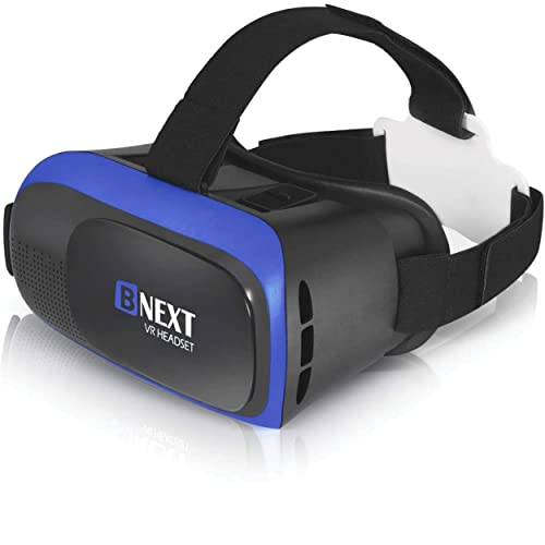 VR-Brille, Virtual Reality-Brille kompatibel mit iPhone & Android [3D Brille] - Erleben Sie Spiele und 360 Grad Filme in 3D mit weicher & komfortabler VR-Brille | Blau | mit Augenschutz
