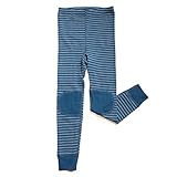 Hocosa Little Kids Lange Unterwäsche aus Biowolle, Blau und Weiß gestreift, 92/2yr(Ht 36 in.)