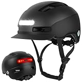 Shinmax Fahrradhelm Herren Damen, Helm Fahrrad mit USB Licht 5 Modi Fahrradhelm mit Visier, Mountainbike Helm Rennradhelm Erwachsen für Scooter Urban Pendler Black L