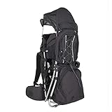 G-on Kinder Baby Rückentrage | stabile Kinderrückentrage für Babys und Kinder bis 22kg | geringes Eigengewicht | bequem für Eltern und Kind | Für Wandern Trekking Reisen | Kindertrage schwarz