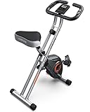 YOSUDA Heimtrainer Fahrrad Klappbar, Faltbares Heimtrainer 150kg Belastbar, Platzsparendes Heimtrainer mit Integriertes Widerstandsband, 8 Magnetische Widerstandsstufen (2 IN 1)