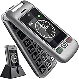 artfone Seniorenhandy ohne Vertrag, Klapphandy Mobiltelefon mit Großen Tasten, 4G LTE Handy für Senioren mit 2,4+1,77 Zoll Farbdisplay, SOS Notruftaste, Dual SIM, Taschenlampe, 1200 mAh, D6 Schwarz