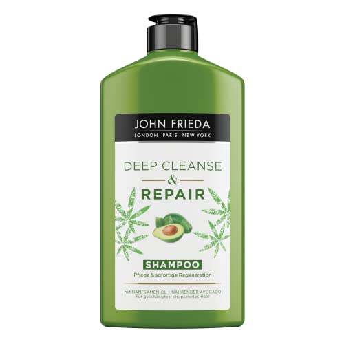 John Frieda - Deep Cleanse & Repair Shampoo - Inhalt: 250 ml - Mit Hanfsamen-Öl & nährender Avocado - Beruhigendes Haarshampoo für strapaziertes Haar