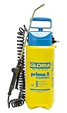 GLORIA Drucksprüher prima 5 Comfort – 5 L Gartenspritze mit Spiralschlauch & Kompressoranschluss | Komfort Drucksprühgerät für Pflanzenschutz, Gartenpflege, Düngung & Unkrautbekämpfung