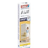 tesa Insect Stop ALU COMFORT Fliegengitter für Türen - Insektengitter mit Aluminium-Rahmen & Clear View - Tür Insektenschutz - Weiß, 100 cm x 220 cm