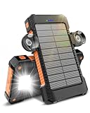 Solar Powerbank 26800 mAh mit Saugnapfhalterung, Solar Powerbank Externe Akkus 3 USB Anschlüsse mit Taschenlampen Dauerlicht/SOS/Stroboskop wasserdichte Outdoor Powerbank für Handy
