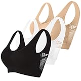 Memoryee Gepolsterte Sport-BHS Damen Mittlerer Halt Große Größen für Große Brüste Push-Up Nahtlos Atmungsaktiv für Yoga Laufen Crop Top Mehrfarbig1 XL