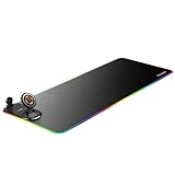 Anluomania 3 in 1 Gaming Mauspad, Mousepad, Wasserdicht Mauspad, RGB Mousepad, mit 15W Kabelloses Laden für Uhren, Kopfhörer, Mobiltelefone, 15 LED Farben, mit Rutschfester Gummibasis, Wasserdicht