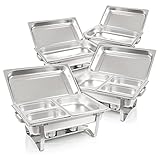 Mahlzeit Chafing Dish Profi Set Grenoble, 4X Edelstahl Warmhaltebehälter, 30-TLG Speisewärmer, Wärmebehälter, Rechaud, Chafing Dishes, Speisenwärmer, für Catering, Buffet und Party