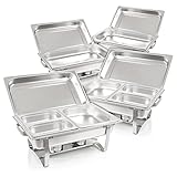 Mahlzeit Chafing Dish Profi Set Grenoble, 4x Edelstahl Warmhaltebehälter, 30-TLG Speisewärmer, Wärmebehälter, Rechaud, Chafing Dishes, Speisenwärmer, für Catering, Buffet und Party