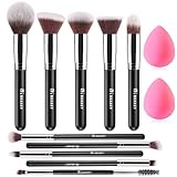 BEAKEY Pinselset Makeup Professionelles Foundation Make up Pinsel Set Premium Puderpinsel Lidschatten Blush Schminkpinsel Set Beauty Schwamm (10+2 Stück, Silber)