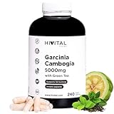 Garcinia Cambogia 5000 mg. 240 vegane Kapseln für 4 Monate. Natürliches Garcinia Cambogia 60% HCA mit natürlichem Grüntee. Natürlicher Fettverbrenner, der den Appetit hemmt und beim Abnehmen hilft