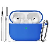 Inesore Compatible with Airpods Pro 2nd/1st Case Cover with Cleaner Kit,Silicone Protective Case for Apple Airpods Pro 2nd/1st Generation Charging Case with Keychain,for Women Men(Azure Blue)