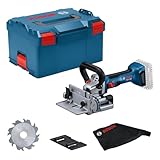 Bosch Professional 18V System Akku-Flachdübelfräse GFF 18V-22 (inkl. Scheibenfräser Ø 105 mm, Staubbeutel, Anklippscheibe, Zweilochmutterndreher, Einlage, L-BOXX, ohne Akku/Ladegerät)