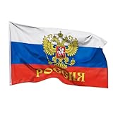 PHENO FLAGS Russland Flagge 90x150cm mit Adler - wetterbeständige Fahne mit Messingösen, 100% Polyester, robuste Doppelnaht & in lebendigen Farben - ideal für Flaggen-Liebhaber