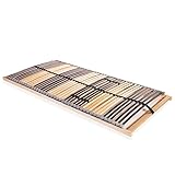 Hommdiy Lattenrost mit 42 Latten 7 Zonen 120x200 cm Fest Lattenrahmen Bettrost Holzlatten Latten Rost (Nein Matratze)